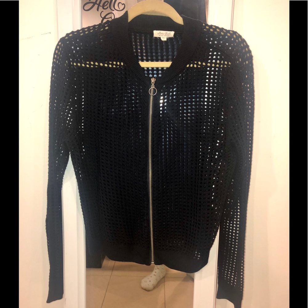 Net Bomber Swimsuit Cover Up Jacket